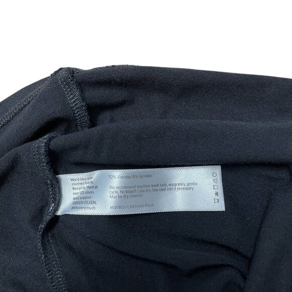 EILEEN FISHER BLACK DRESS 3/4 SLEEVE STRETCH KNEE LENGTH MINIMALIST SIZE M - Picture 4 of 7